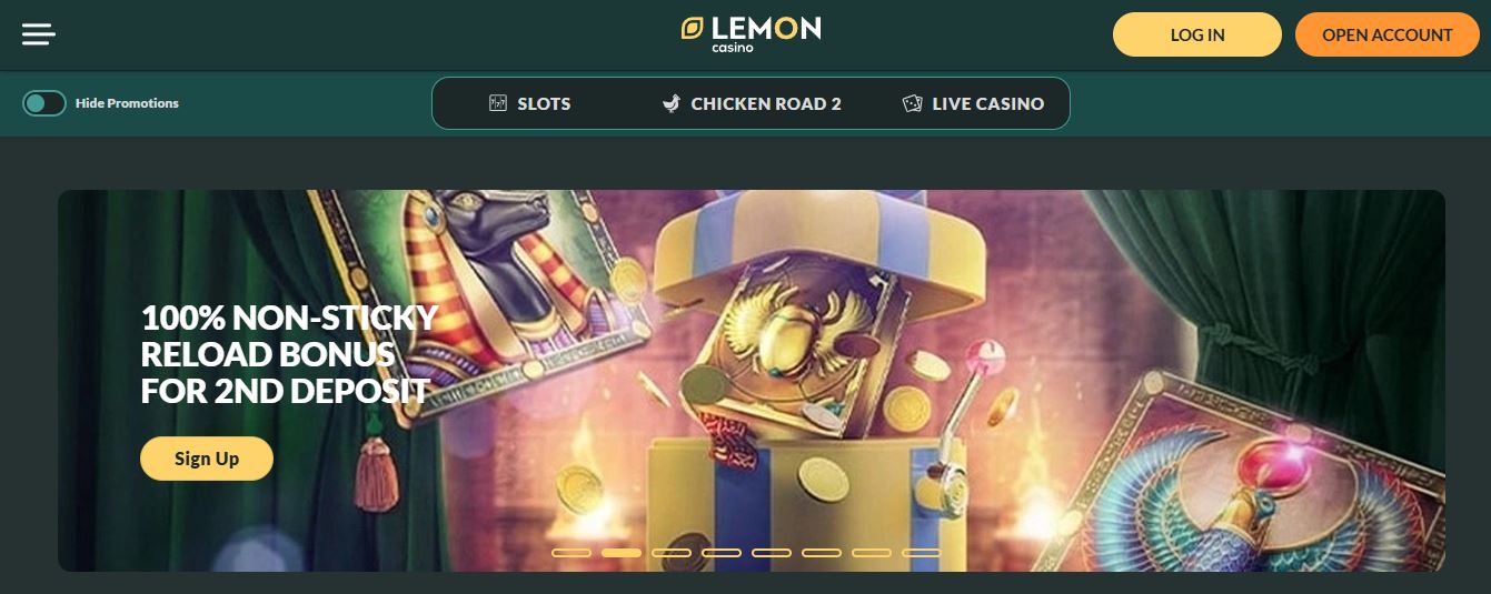 Online casino website homepage